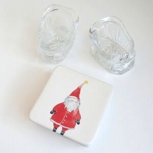 Christmas Bundle Includes: 2 Glass Sleighs (Candle or Candy), Santa Dish w/ Lid